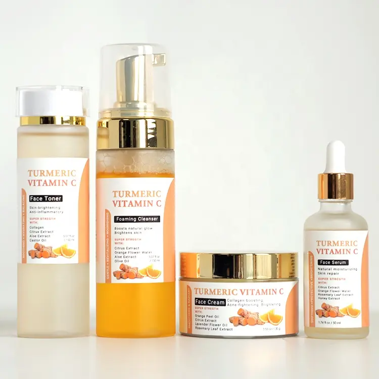 OEM-Vegan-Private-Label-Skincare-Kit-Manufacturer.webp OEM Vegan Skincare Kit Manufacturer Anti Acne Brightening Organic Turmeric vitamin C Face Skin Care Gift Set - Image 1