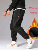 Autumn Winter Warm Motorcycle Jogger Corduroy Pants Men Tech Fleece Sweatpants Casual Harem Pants Male Sport Thermal Trousers - Image 5