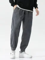 Autumn Winter Warm Motorcycle Jogger Corduroy Pants Men Tech Fleece Sweatpants Casual Harem Pants Male Sport Thermal Trousers - Image 4