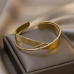 FTCY Geometric Open Bracelet for Women Gold Color Smooth Metal Simple Elegant Bangle Waterproof Trendy Jewelry - Image 5