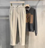 Men's Woolen Straight Leg Slim Fit Casual Pants Thiened Autumn Winter Faion Trendy Long Trousers Korean Sle Nine Points - Image 3