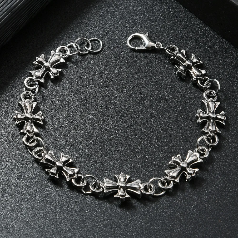 kf-S80a5af90f48844f0ad86c50881b0bea4d Gothic Cross Bracelet For Men Women Vintage Floral Pattern Hip Hop Rock European American Trends Party Birthday Holiday Gift - Image 1