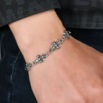 Gothic Cross Bracelet For Men Women Vintage Floral Pattern Hip Hop Rock European American Trends Party Birthday Holiday Gift - Image 3