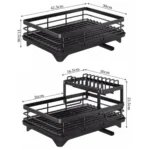 Adjustable Dish Drying Rack & Drainboard Organizer for Kitchen Plates, Over Sink Countertop, Cutlery Storage with Drain Rac - Image 6