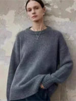 European goods high-end 100 pure cashmere sweater female autumn and winter new loose thick soft waxy senior feeling