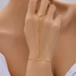 Creative Tiny Chain Bracelet Finger Rings For Women Gold Color Link Chains Connecting Hand Harness Bracelets Jewelry Gift - Image 6